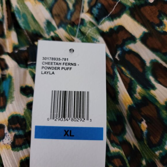 Jessica Simpson Tunic Top Sz XL Long sleeve Layla Cheetah Ferns Print NWT - Picture 5 of 15